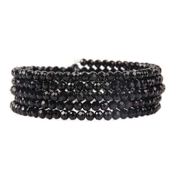 4mm BLACK Beaded Bracelet - Picture 2 of 3